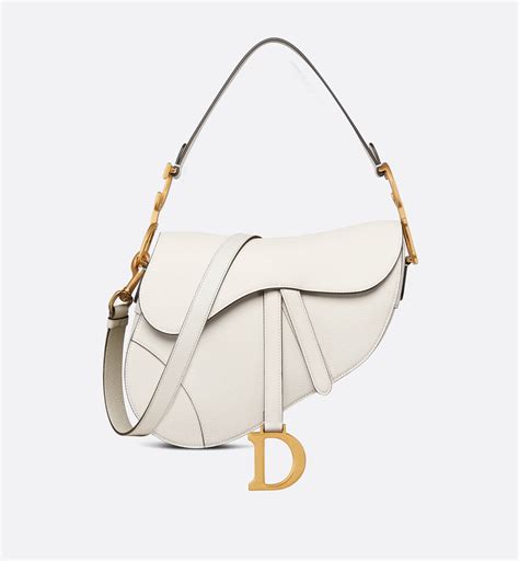 dior saddle bag white with strap|pre owned Dior saddle bag.